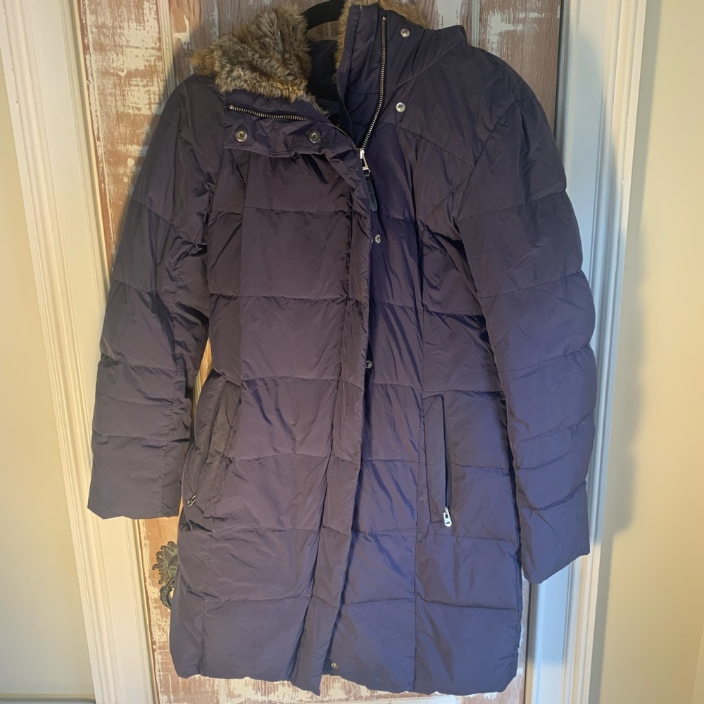 Navy Blue Cole Hahn winter puff jacket with hood